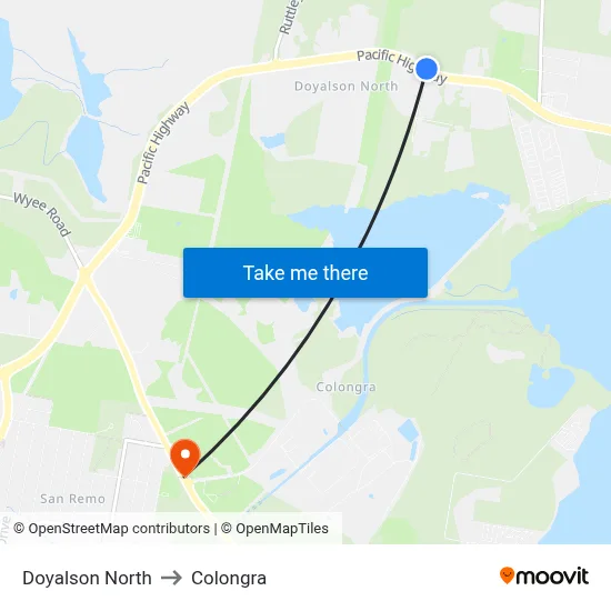 Doyalson North to Colongra map