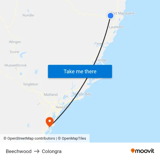 Beechwood to Colongra map