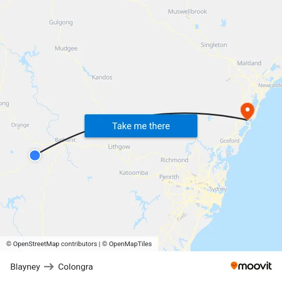 Blayney to Colongra map