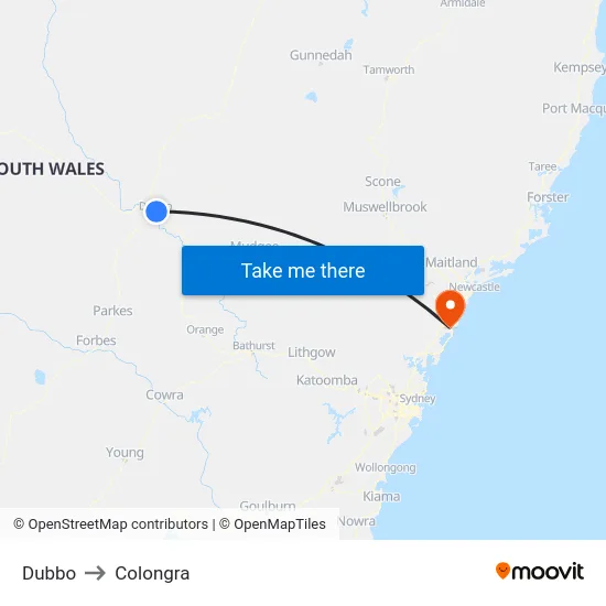 Dubbo to Colongra map