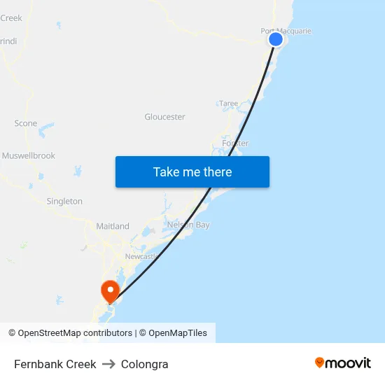 Fernbank Creek to Colongra map