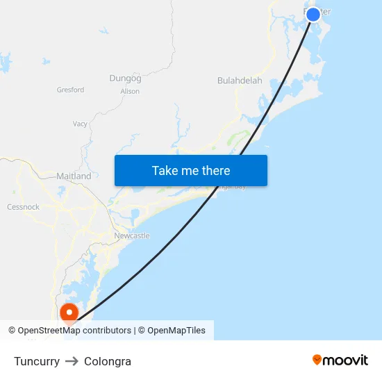 Tuncurry to Colongra map