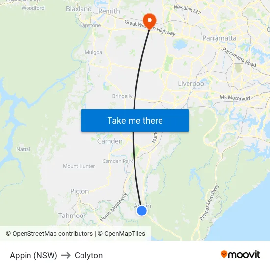 Appin (NSW) to Colyton map