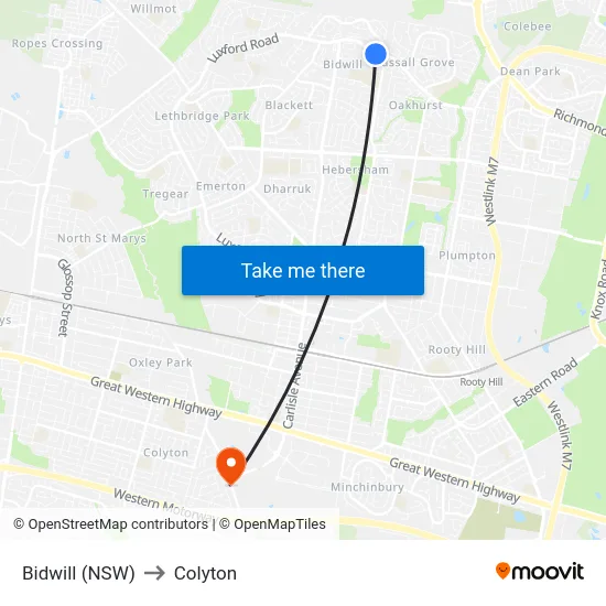 Bidwill (NSW) to Colyton map