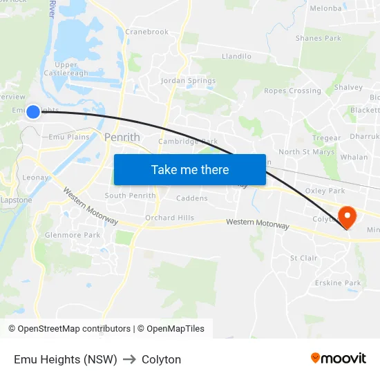 Emu Heights (NSW) to Colyton map
