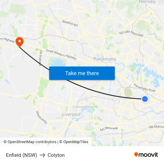 Enfield (NSW) to Colyton map