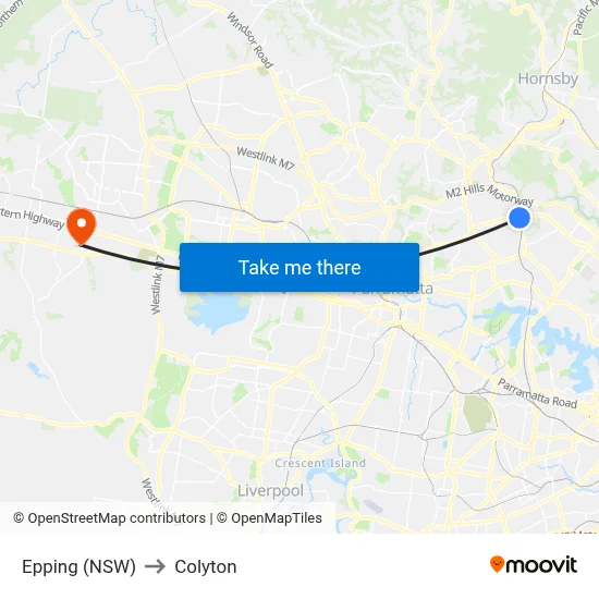 Epping (NSW) to Colyton map