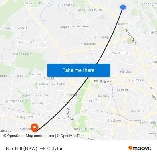 Box Hill (NSW) to Colyton map