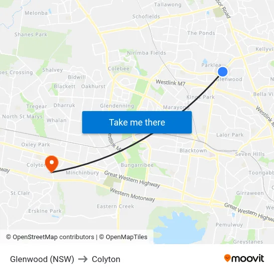 Glenwood (NSW) to Colyton map