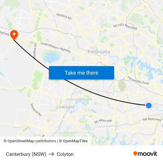 Canterbury (NSW) to Colyton map
