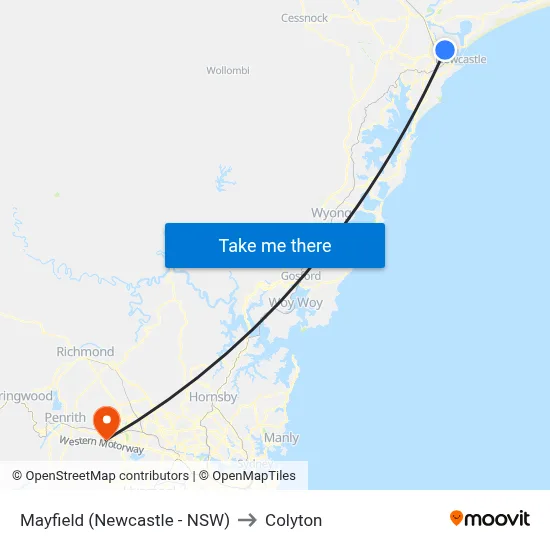 Mayfield (Newcastle - NSW) to Colyton map