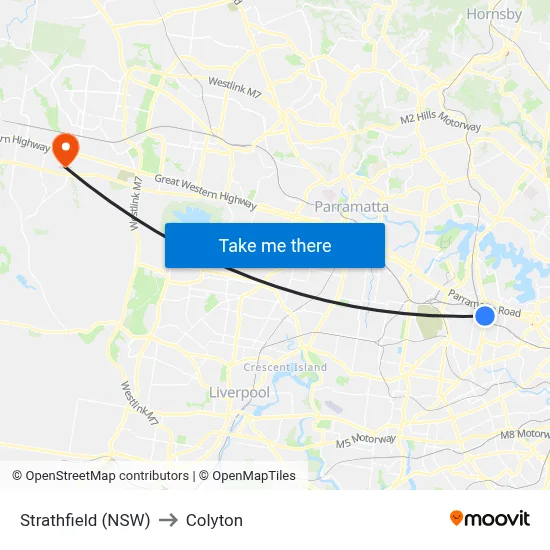 Strathfield (NSW) to Colyton map