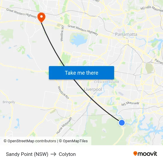 Sandy Point (NSW) to Colyton map