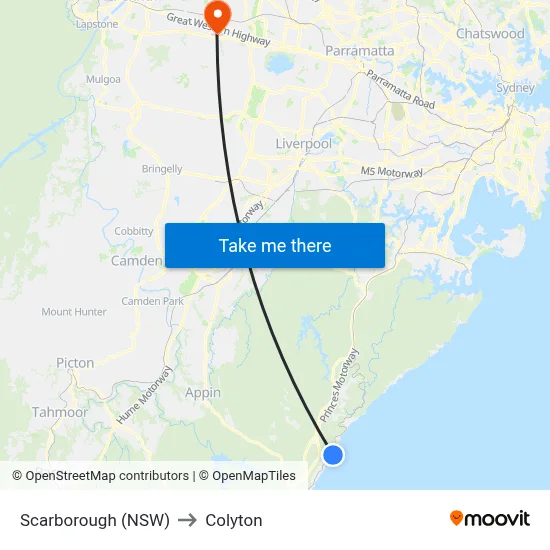 Scarborough (NSW) to Colyton map
