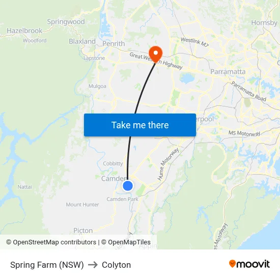 Spring Farm (NSW) to Colyton map