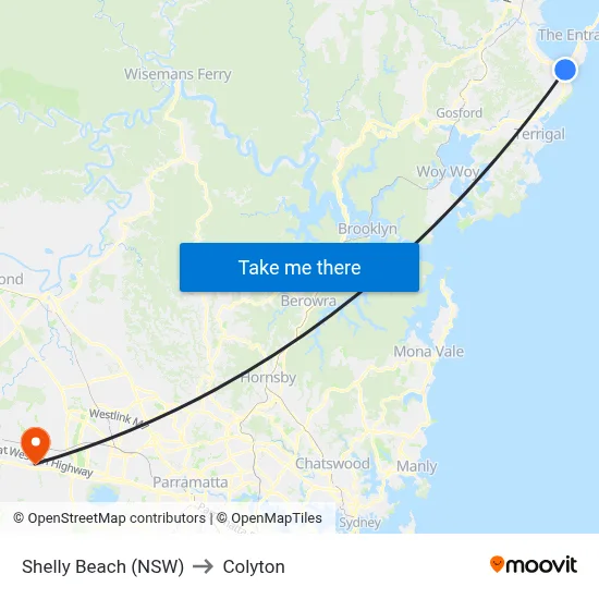 Shelly Beach (NSW) to Colyton map