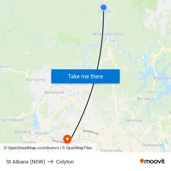 St Albans (NSW) to Colyton map