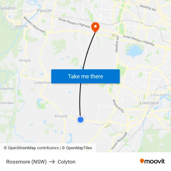Rossmore (NSW) to Colyton map