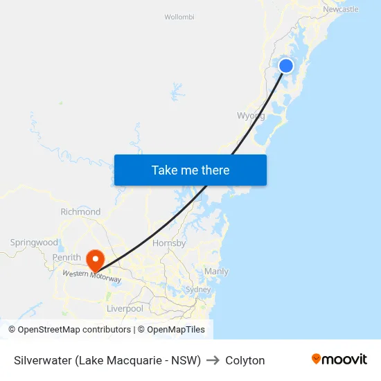 Silverwater (Lake Macquarie - NSW) to Colyton map