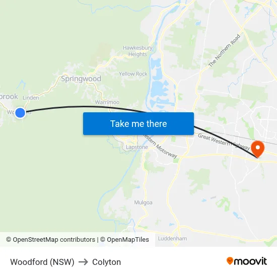 Woodford (NSW) to Colyton map