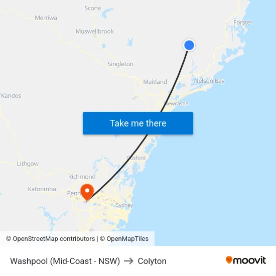 Washpool (Mid-Coast - NSW) to Colyton map
