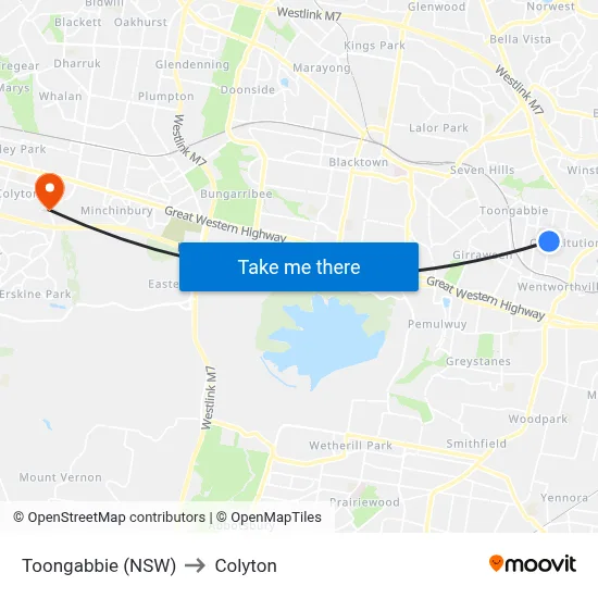 Toongabbie (NSW) to Colyton map