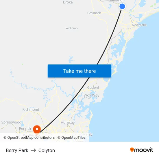 Berry Park to Colyton map