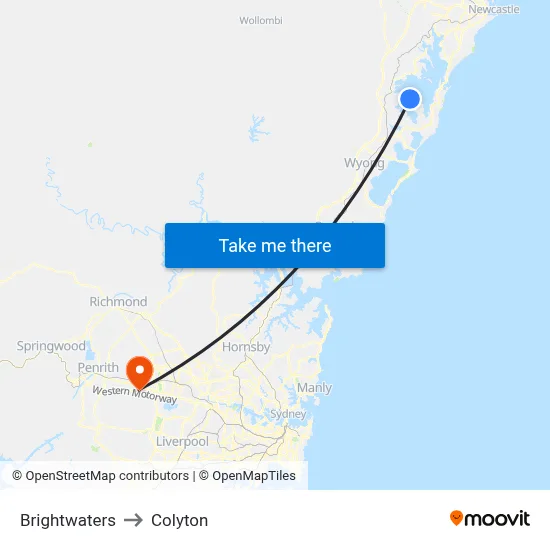 Brightwaters to Colyton map