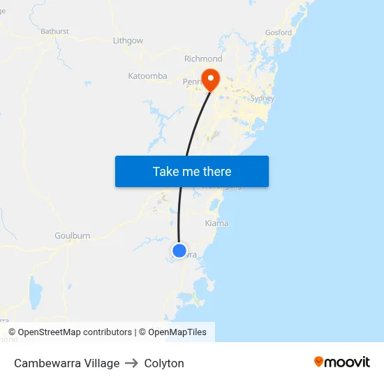 Cambewarra Village to Colyton map