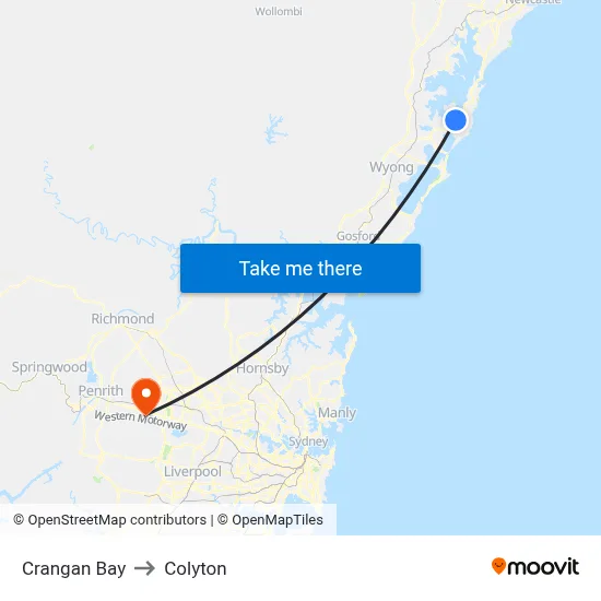 Crangan Bay to Colyton map