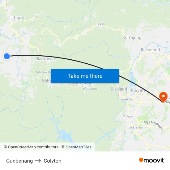 Ganbenang to Colyton map
