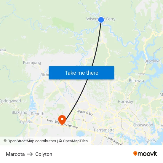 Maroota to Colyton map