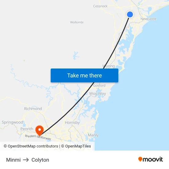 Minmi to Colyton map