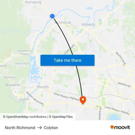 North Richmond to Colyton map