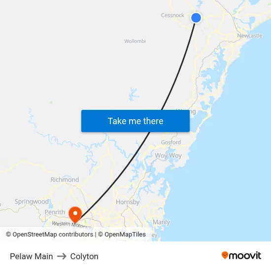 Pelaw Main to Colyton map