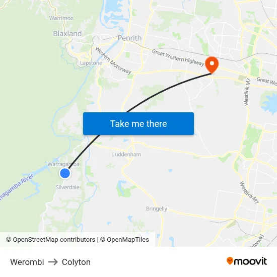 Werombi to Colyton map