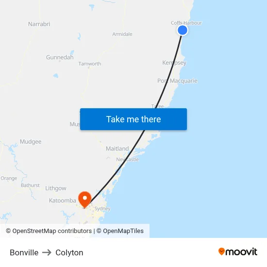 Bonville to Colyton map