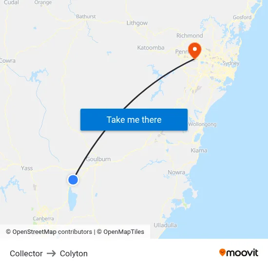 Collector to Colyton map