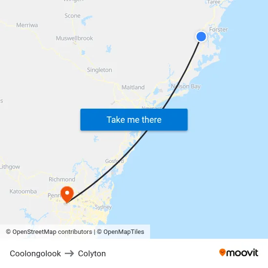 Coolongolook to Colyton map