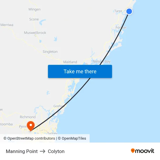Manning Point to Colyton map