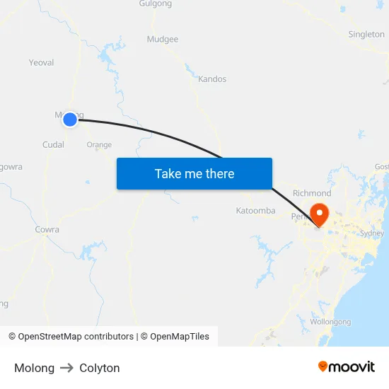 Molong to Colyton map