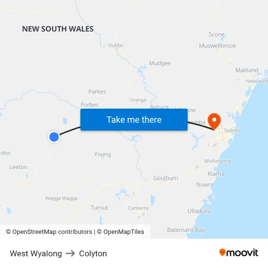 West Wyalong to Colyton map