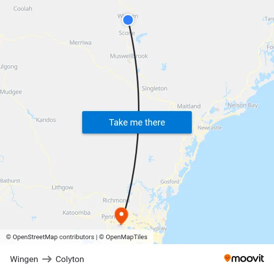 Wingen to Colyton map