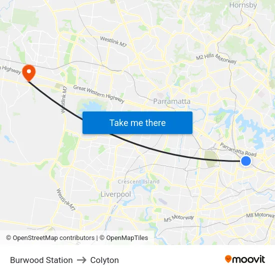 Burwood Station to Colyton map