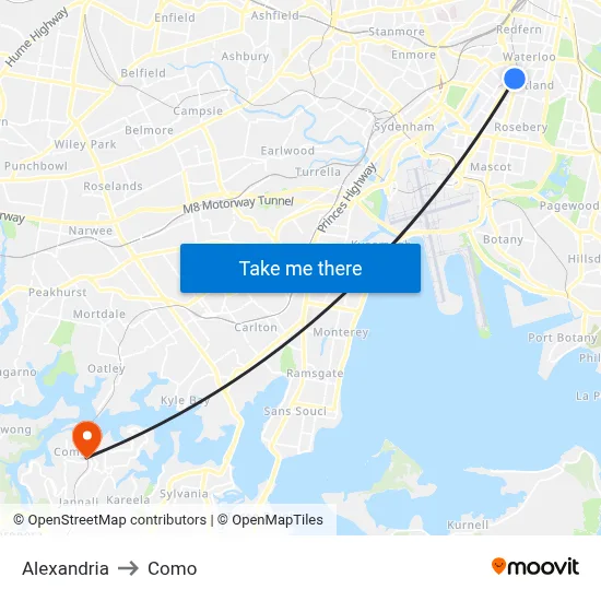 Alexandria to Como map