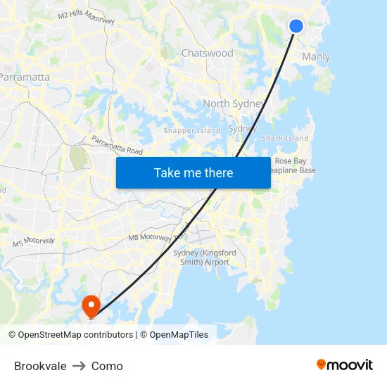 Brookvale to Como map