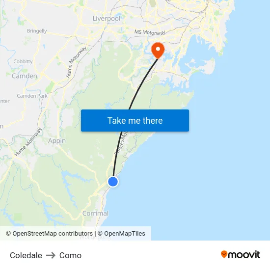Coledale to Como map
