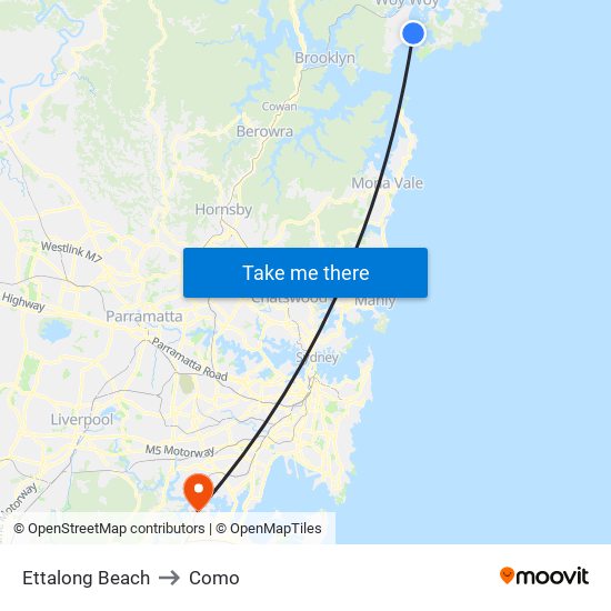 Ettalong Beach to Como map