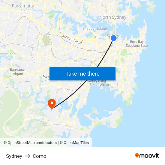 Sydney to Como map