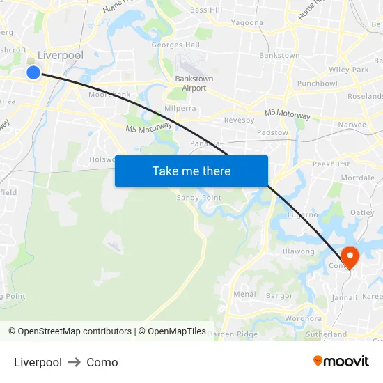 Liverpool to Como map